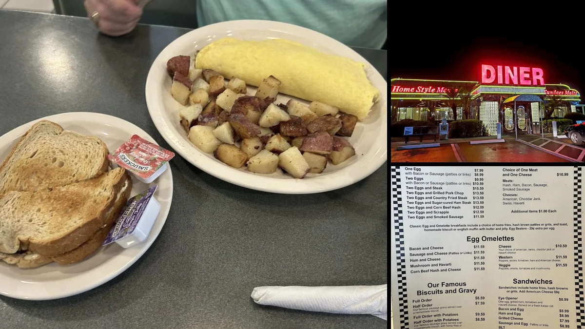 Comfort food served in a cozy diner setting.