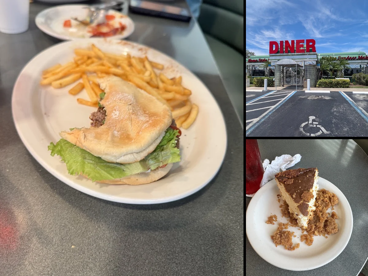 Classic breakfast plates on a diner table.
