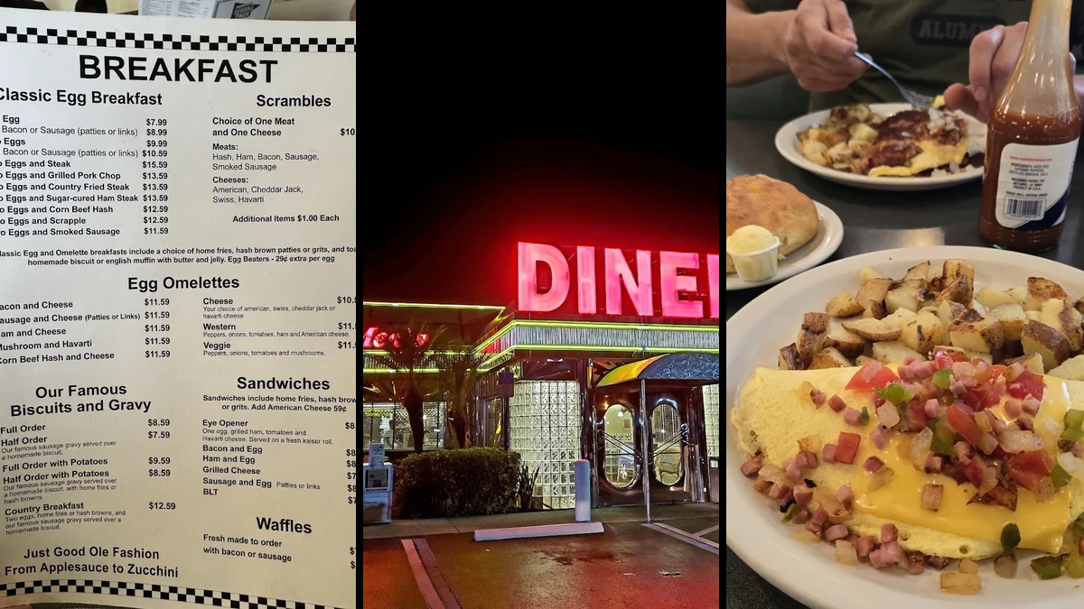 Retro diner booths and chrome accents.