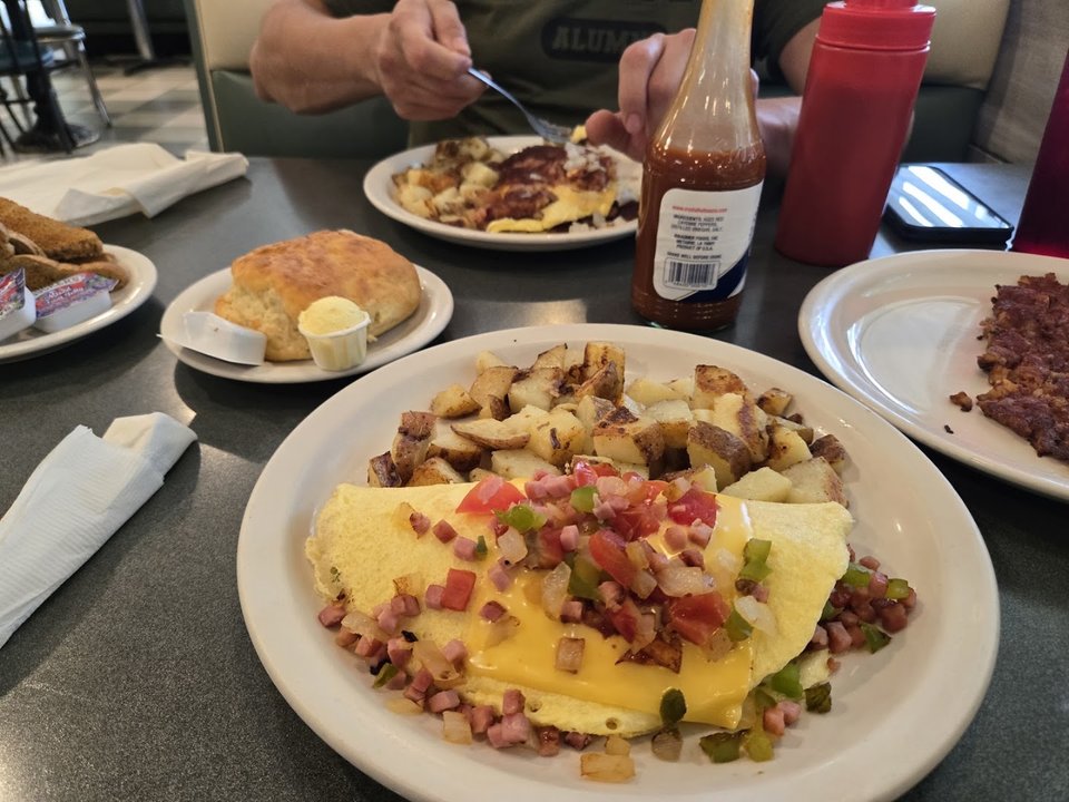 Comfort food served in a cozy diner setting.