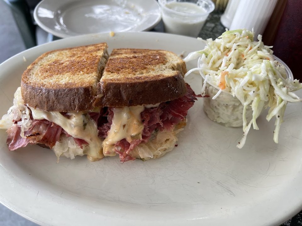 Pastrami Reuben with Macaroni Salad